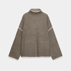 Zara CONTRAST PIPING KNIT SWEATER